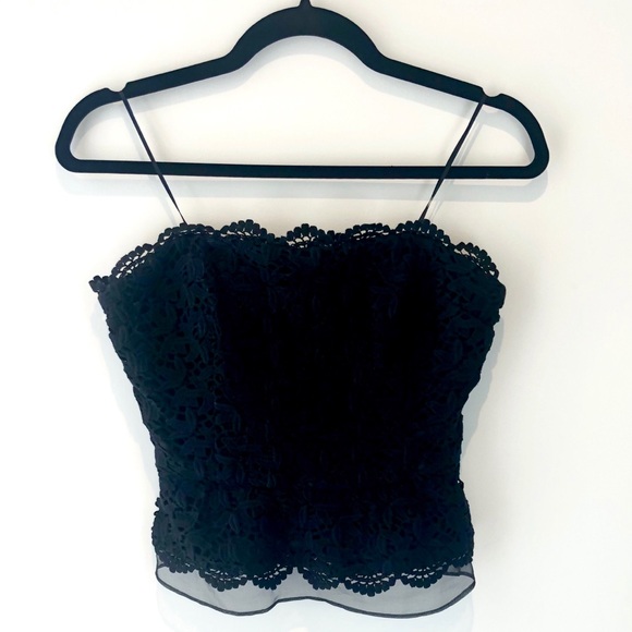 Joie Emine Black Lace Peplum Top - Picture 2 of 4